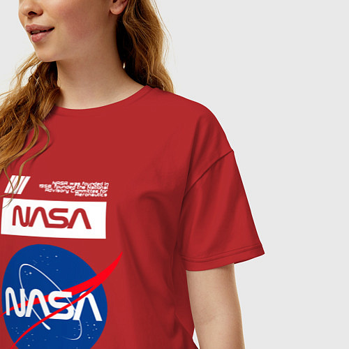 Женская футболка оверсайз Nasa - Logo / Красный – фото 3