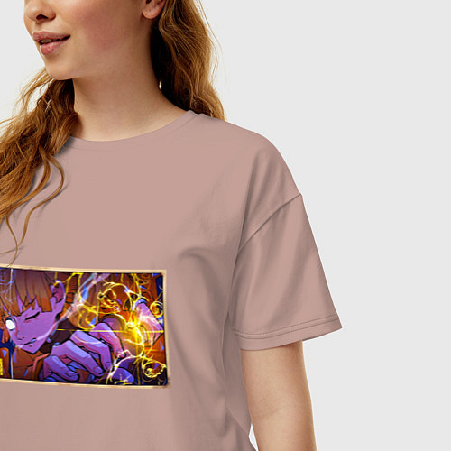 Женская футболка оверсайз Зеницу бог грома - Клинок / Пыльно-розовый – фото 3