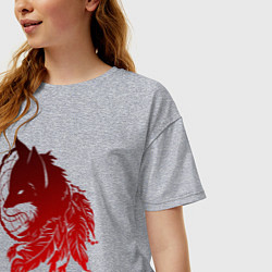 Футболка оверсайз женская Ловец снов и лис с перьями, цвет: меланж — фото 2