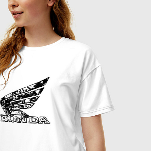 Женская футболка оверсайз Хонда логотип / Белый – фото 3