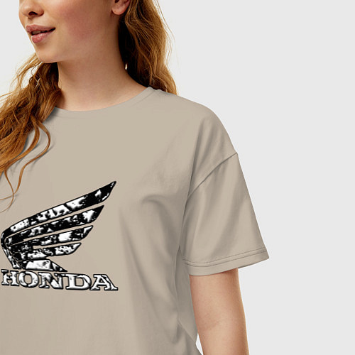 Женская футболка оверсайз Хонда логотип / Миндальный – фото 3
