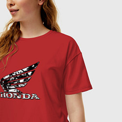 Футболка оверсайз женская Хонда логотип, цвет: красный — фото 2