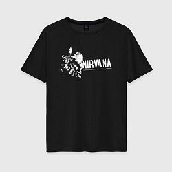 Футболка оверсайз женская Nirvana-Курт и гитара, цвет: черный