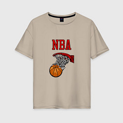 Футболка оверсайз женская Basketball - NBA logo, цвет: миндальный