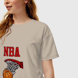 Футболка оверсайз женская Basketball - NBA logo, цвет: миндальный — фото 2