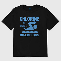 Футболка оверсайз женская Хлор - завтрак чемпионов, цвет: черный