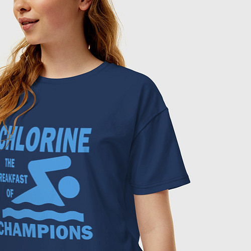 Женская футболка оверсайз Хлор - завтрак чемпионов / Тёмно-синий – фото 3