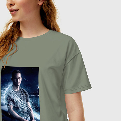 Женская футболка оверсайз Пол Уокер на капоте / Авокадо – фото 3