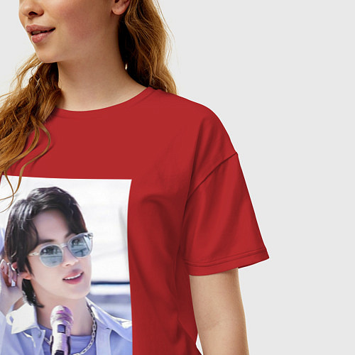 Женская футболка оверсайз Мировой красавчик Джин / Красный – фото 3