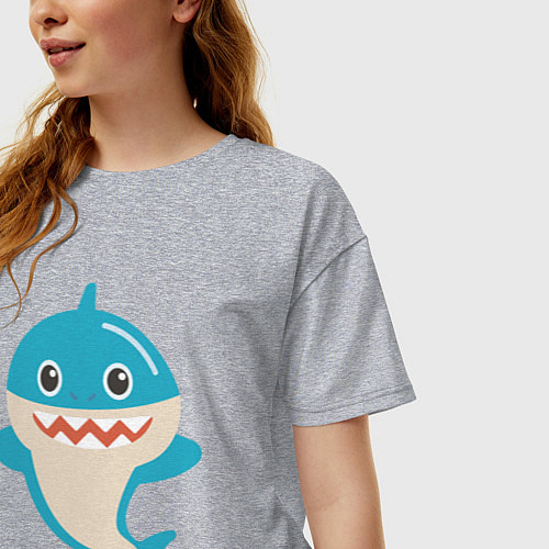 Женская футболка оверсайз Милая акулa / Меланж – фото 3