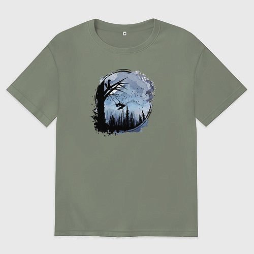 Женская футболка оверсайз Лисичка на качелях / Авокадо – фото 1