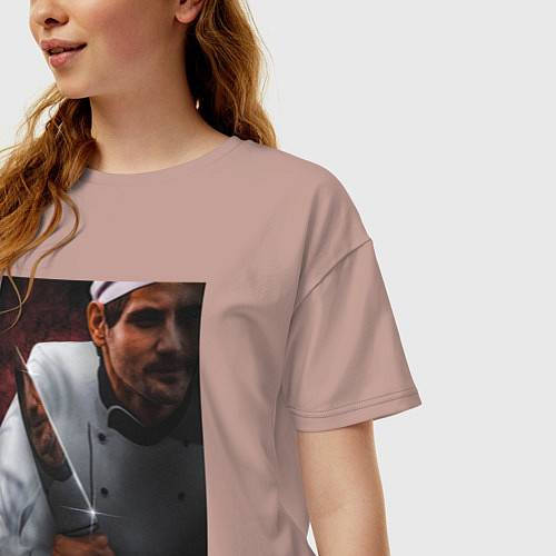 Женская футболка оверсайз Американский огузок / Пыльно-розовый – фото 3