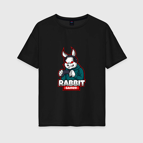 Женская футболка оверсайз Rabbit Gamer / Черный – фото 1