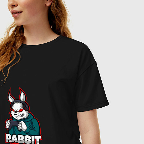 Женская футболка оверсайз Rabbit Gamer / Черный – фото 3