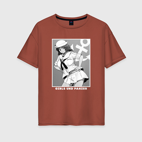 Женская футболка оверсайз Мураками арт / Кирпичный – фото 1