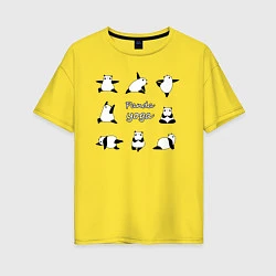 Футболка оверсайз женская Панда - йога, цвет: желтый