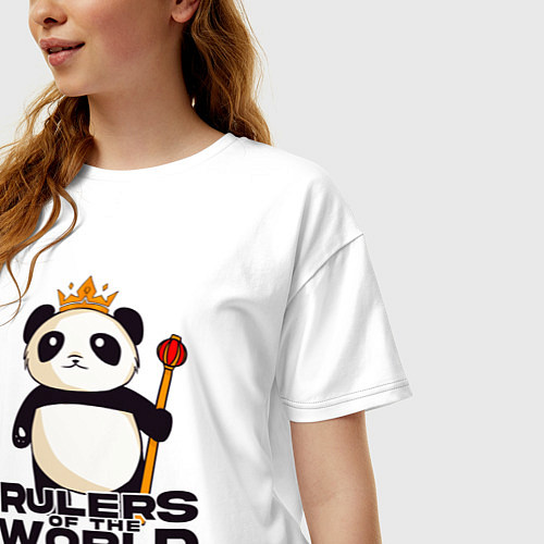 Женская футболка оверсайз Панда - Правители Мира / Белый – фото 3