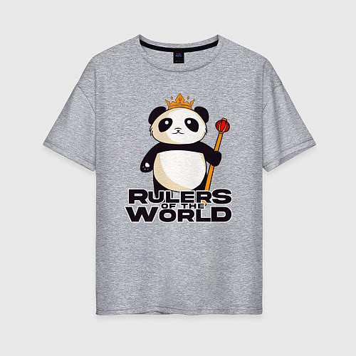 Женская футболка оверсайз Панда - Правители Мира / Меланж – фото 1