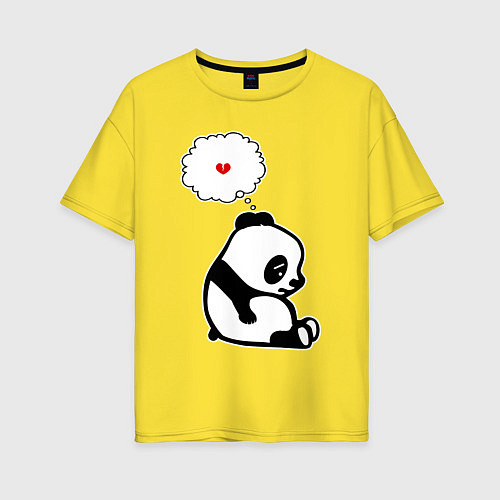 Женская футболка оверсайз Панда о разбитом сердце / Желтый – фото 1