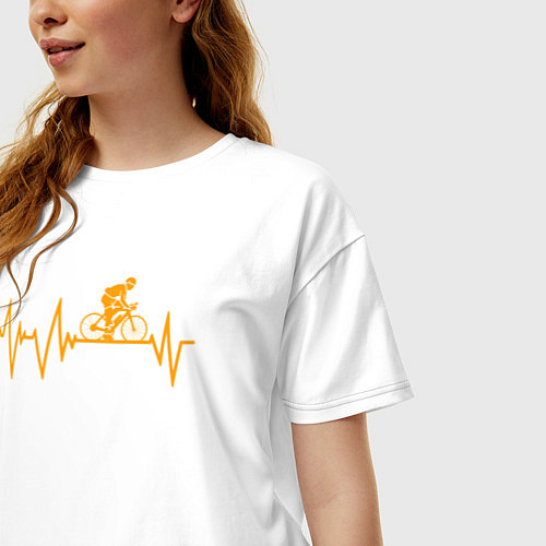Женская футболка оверсайз Велоспорт в биении сердца / Белый – фото 3