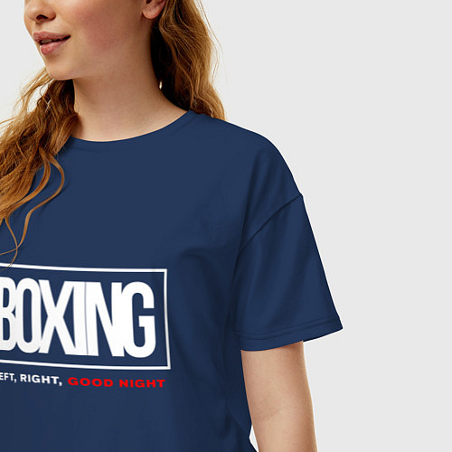 Женская футболка оверсайз Boxing good night / Тёмно-синий – фото 3