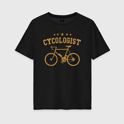 Женская футболка оверсайз Велосипедист 5 звезд / Черный – фото 1