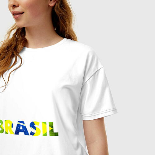 Женская футболка оверсайз BRASIL 2014 / Белый – фото 3