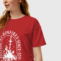 Футболка оверсайз женская Dark Souls костер, цвет: красный — фото 2