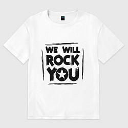 Футболка оверсайз женская We rock you, цвет: белый