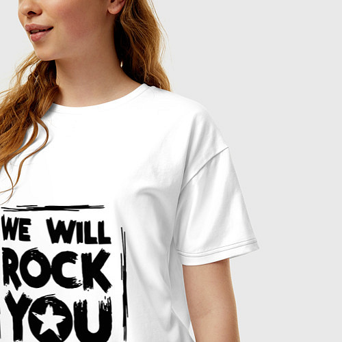 Женская футболка оверсайз We rock you / Белый – фото 3
