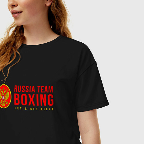 Женская футболка оверсайз Lets get boxing / Черный – фото 3