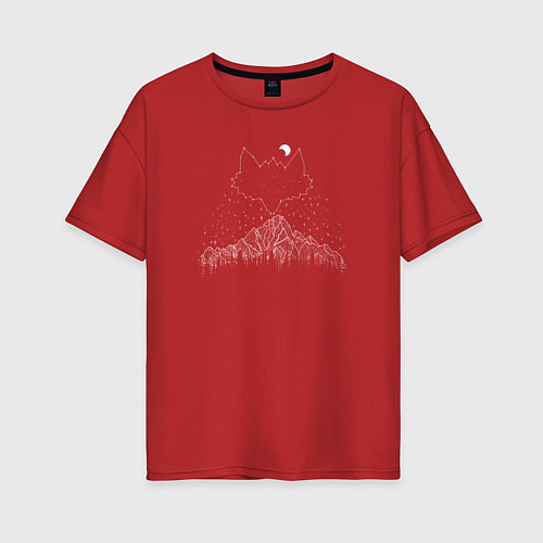 Женская футболка оверсайз Лисьи горы / Красный – фото 1