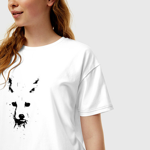 Женская футболка оверсайз Лисье пятно / Белый – фото 3