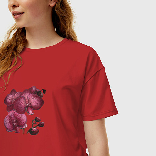 Женская футболка оверсайз Орхидея тигровая / Красный – фото 3