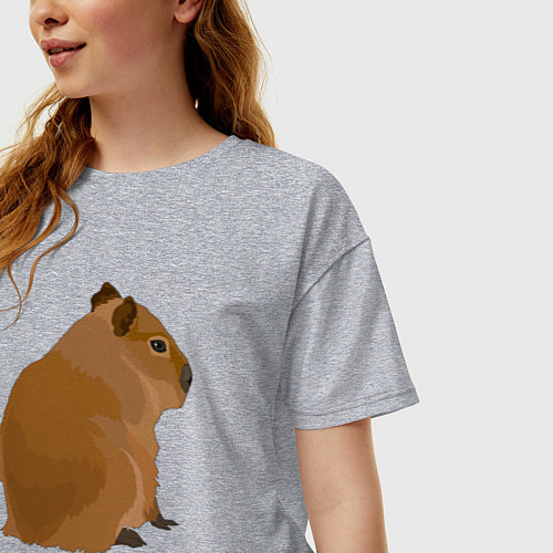 Женская футболка оверсайз Капибара лениво отдыхает / Меланж – фото 3