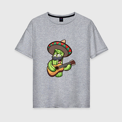 Женская футболка оверсайз Кактус - Мексиканец / Меланж – фото 1