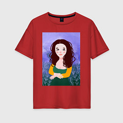 Женская футболка оверсайз Мона Лиза, современное прочтение