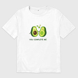 Футболка оверсайз женская Влюбленные авокадо Милые авокадики, цвет: белый