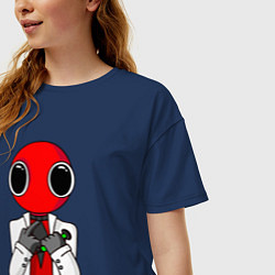 Футболка оверсайз женская Радужные друзья - Красный, цвет: тёмно-синий — фото 2