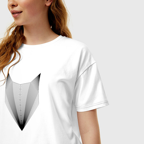 Женская футболка оверсайз Лиса в линиях / Белый – фото 3