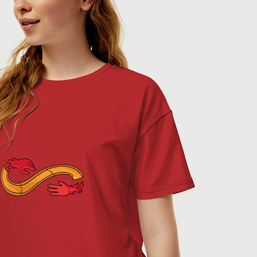 Женская футболка оверсайз Гоночная трасса в петле / Красный – фото 3