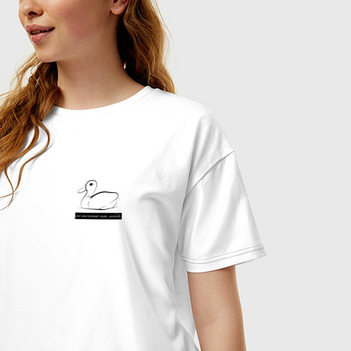 Женская футболка оверсайз По течению как лебедь / Белый – фото 3