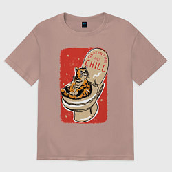 Женская футболка оверсайз Кот на унитазе