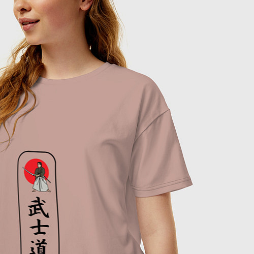 Женская футболка оверсайз Бусидо / Пыльно-розовый – фото 3