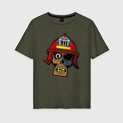 Женская футболка оверсайз Череп пожарного