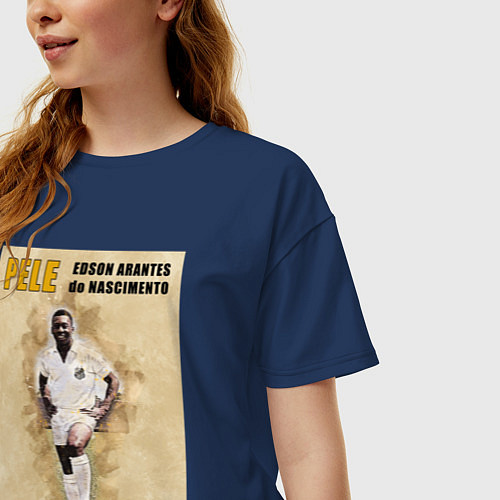 Женская футболка оверсайз Король футбола Пеле / Тёмно-синий – фото 3