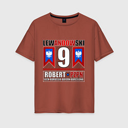 Футболка оверсайз женская Роберт Левандовски сборная Польши, цвет: кирпичный