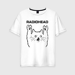 Футболка оверсайз женская Radiohead - rock cat, цвет: белый