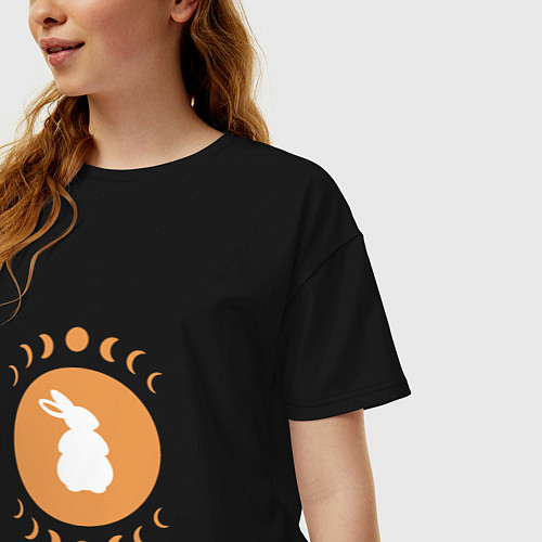Женская футболка оверсайз Orange Rabbit / Черный – фото 3
