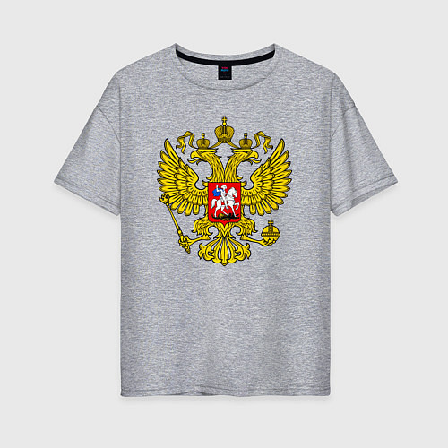 Женская футболка оверсайз Герб России - прозрачный фон / Меланж – фото 1